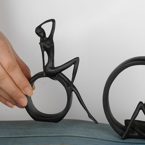 Figura Decorativa Abstracta Negra de Niña para Escritorio miniatura 5