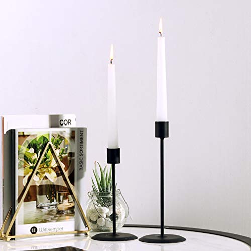 STKYGOOD Candle Holders for Candlesticks Christmas 2 PCS Candle Holders for Pillar Candles Candle Holders for Long Candles for Living Room/Dinning Room Table Decoration (Black)