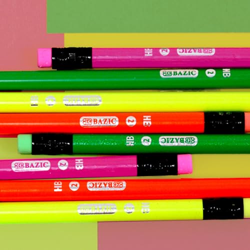 Lápices de Madera Fluorescentes BAZIC con Borrador x8 miniatura 7
