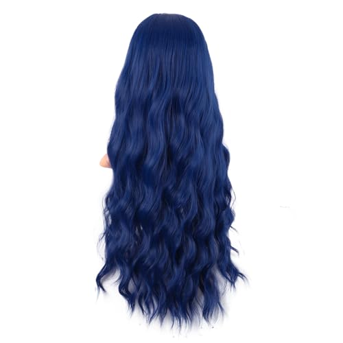 Image of MapofBeauty 28 Inch /70 cm Long Wavy Middle Part with No Bangs Synthetic Fiber Curly Fashion Women Party Cosplay Wig (Mixed Blue)
