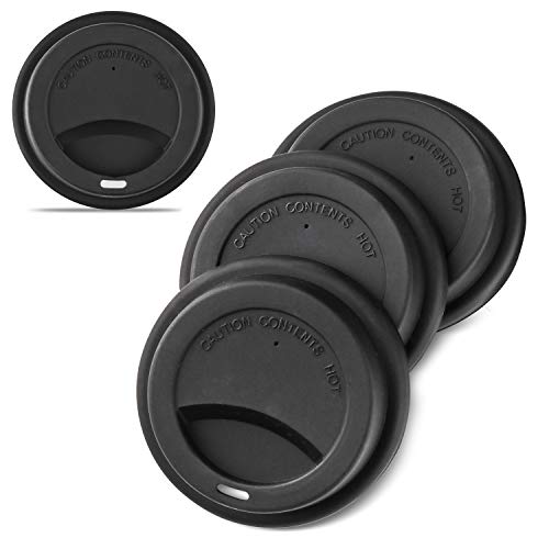 Silicone Coffee Cup Lid Set of 4, KSENDALO Thinner Softer Lids for Various