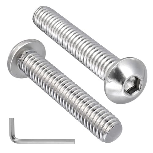 Image of VGBUY 16Pcs 5 /16-18 x 2 inch Button Head Socket Cap Bolts Screws, 304 Stainless Steel 18-8, Allen Hex Drive, Bright Finish, Fully Threaded, Hex Spanner Included