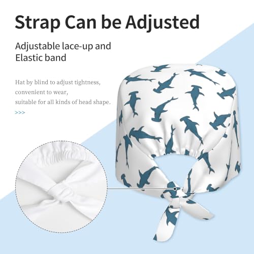 Image of Working Cap Scrub Cap with Sweatband Adjustable Unisex Women Tie Back Hat Nurse Surgical Caps