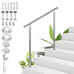 Sonnewelt Corrimano in acciaio inox, ringhiera per scale, 180 cm, senza barre trasversali, per interni ed esterni, ringhiera d'ingresso di alta qualità per balcone, scale e parapetti