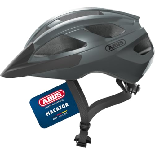 ABUS Rennradhelm Macator - sportiver Fahrradhelm für Einsteiger - auch für Zopfträger/-innen - für Damen und Herren - Grau Glänzend, Größe S – Ansicht 1