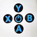 Gaming Coasters | Set Of 5 | Mancave | Boys Room | Gamers | ABXY | Power (Blue Set)