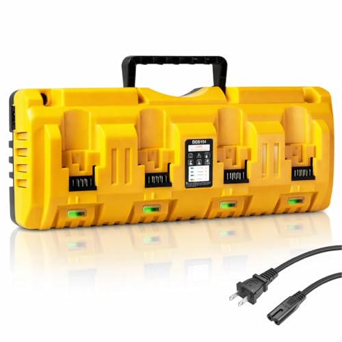 HOYOA DCB104 Dewalt Battery Charger Replacement – 4-Port Charging Station with USB & Type-C Ports, 20V MAX, Compatible with Dewalt 12V-20V Batteries, Multi-Port Fast Charging for Home & Work Use