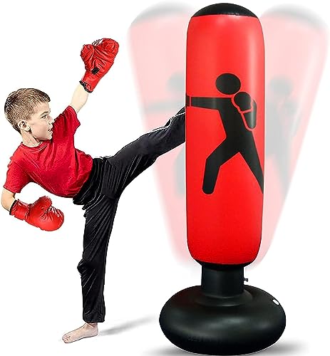 La mejor comparación de Niño en Boxer para comprar online. 45 KIWOP Saco de Boxeo Inflable para Niños, Costal de Box 160 CM, Estabilidad del Chasis, Rebote Instantáneo, Perfecto para Practicar Kárate, Taekwondo y Fitness...