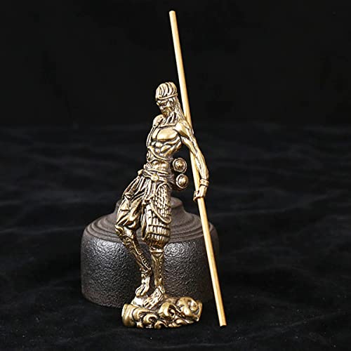 Oyoytlgx Brass Monkey Statue Handmade Feng Shui Monkey King Animal Figurines Zodiac Antique Sun Wukong Ornament Figure Golden Cai Shen Wealth For Home Decor #TOP4