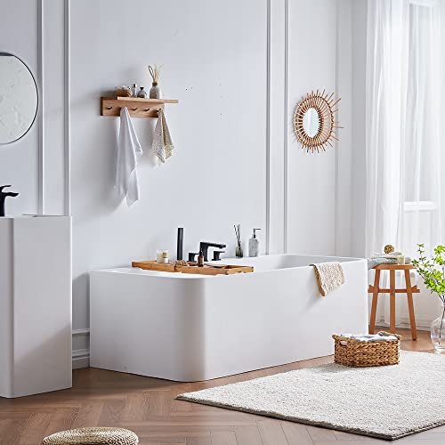 Cpingao 67" Stone Resin Freestanding Bathtub, Rectangular Shape Freestanding Tubs,