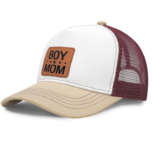 Image of Mother Mama Mom Hat for Women Leather Patch Baseball Mom Trucker Cap Gifts for Mothers Day Birthday