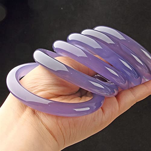 Calcédoine violette naturelle, bracelet agate jade véritable sculpté main taille 58-60