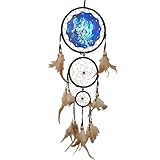 Remorelt Wolf Eagle Bear Dream Catcher Bedroom Wall Decor, Christmas Home Decoration, Room Accessory, White Moon Feather Decoration - Unique Home Craft Wall Pendant (DC12 6Inch Wolf Mountain)