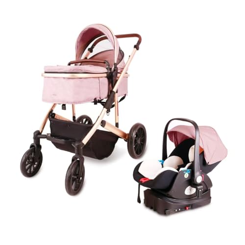 Image of Lightweight Stroller, High Landscape Infant Pram, Suitable for Toddlers and Children, with Multi-Angle Adjustment, from Birth 0 to 4 Years, 0-20 Kg(Color:Pink)