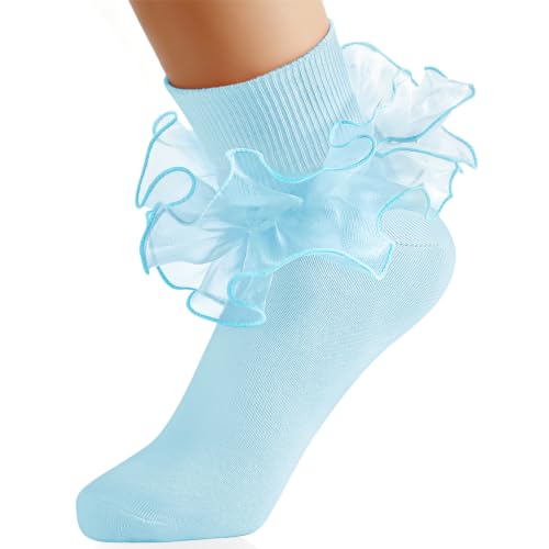 Image of Komorebi Big Ruffle Ankle Socks Lace Frilly Cotton Socks for Women Girls