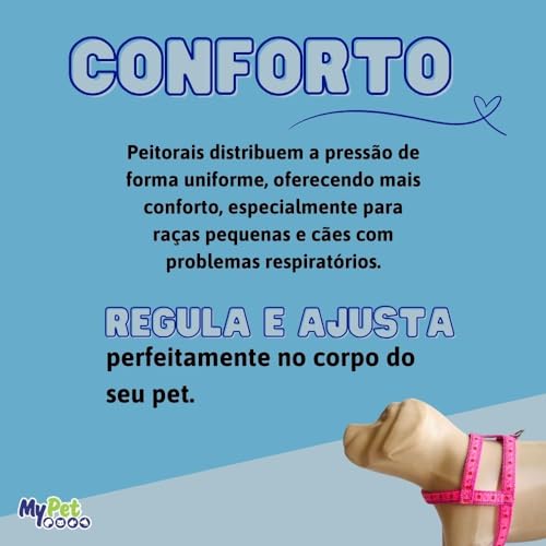 MY PET BRASIL Peitoral Para Cachorros N°0 Ajuste Fácil No Corpo Do Pet Pata Osso Coleira Peitoral Re
