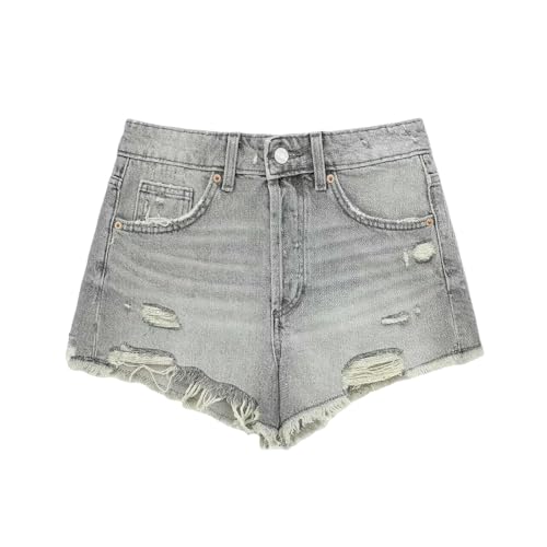Short jeans femme bleu clair m ajusté déchiré pour l'été