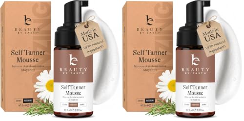 Image of Self Tanner Mousse - USA Made with Natural & Organic Ingredients, Self Tanning Mousse for Dark Fake Tan, Sunless Tanner, Clear & Non Toxic Tanning Foam for Streak Free Finish, No Nasty Smell
