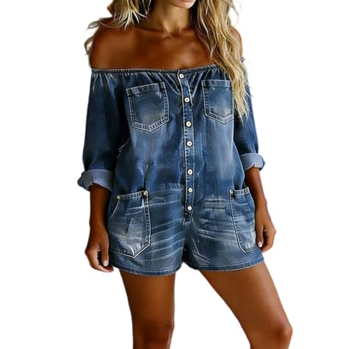 Genérico Peto de verano para mujer, pantalones vaqueros cortos, pantalones vaqueros cómodos y elásticos, con correas de hebilla, cómodos, pantalones cortos cargo con tirantes, mono vaquero para mujer