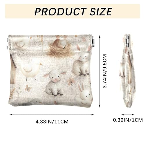 Farm Animals Coin Purse Leather Pouch Change Purse, Squeeze Coin Pouch for Cards, Keys & Lipsticks, Unisex3