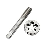 AUXBC 5/8'-18 UNF Metric Tap and Die Set, HSS Machine Thread Tap and Round Die for Right Hand Threading, Ideal for Nut and Bolt Repair