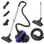 Cylinder Vacuum Cleaners Bagless Powerful with HEPA Filter, 1.5L Dust Collection Cup, 2 In 1 Brush 1200W High Efficiency Motor, Compact & Lightweight Corded Wet-Dry Vacuum Cleaners for Pet Hair,Floor