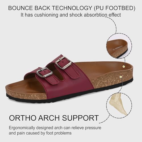 Image of Centrino Women's Berkin-Style Slip-On Sandals | Open Toe Design | Soft PU Footbed | Lightweight & Comfortable | Arch Support | On-Grip Sole | Casual Outdoor Wear (9228)