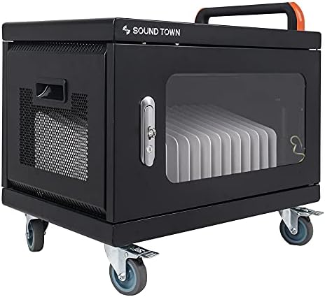 Sound Town Multi-Device Charging Cart with 16 USB Charging Ports and Casters, for iPads, Tablets, Wall Mountable (STCC-USB16US)