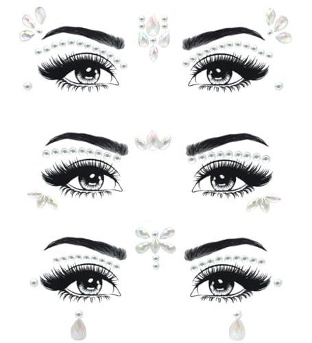 HZXINYI Brillantes para Cara - Pegatinas Cara de Gemas Brillantes Festival Joyas de Diamantes de Imitación para Fiestas, Espectáculos y Maquillaje, Estilo 4