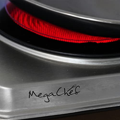 Megachef Electric Easily Portable Heavy Duty Lightweight Dual Size Infrared Burner Cooktop Buffet Range In Sleek Steel, Silver (Mc-6206A) #TOP5