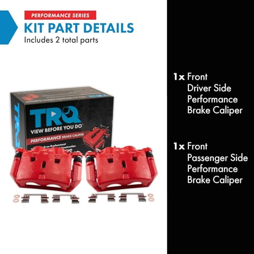 Image of TRQ Performance Front Driver and Passenger Side Brake Caliper Set Caliper Brackets Compatible with 2009-2015 Honda Pilot