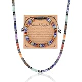 GEHECRST 7 Chakra Heilsteine Kette mit Chakra Armband Set Natürliche Edelstein Halskette Yoga Armband Healing Reiki Energietherapie Glückbringen Edelstein für Damen Herren (Stil 1)
