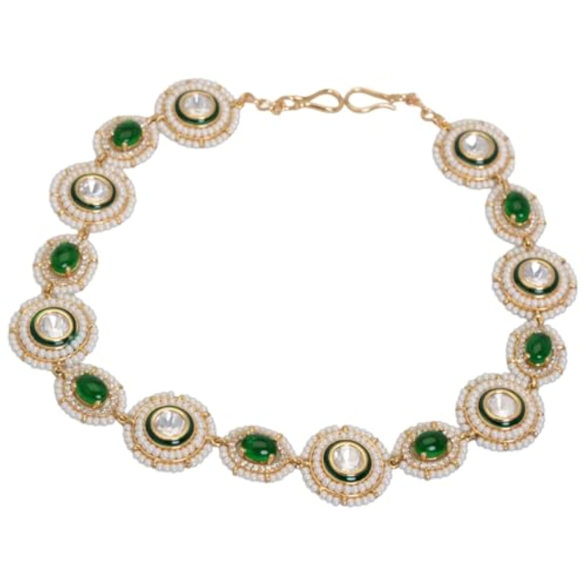 Emerald & White Topaz Matha Patti Head Accessory, Gift for Girls