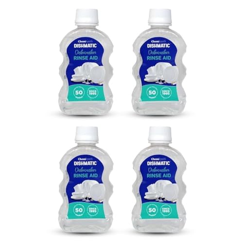 Image of Dishmatic Dishwasher Rinse Aid (250 ml X 4 bottles), Automatic Dishwashing Liquid Regular Combo Pack for Sparkling Clean Dishes Compatible with All Dishwashers