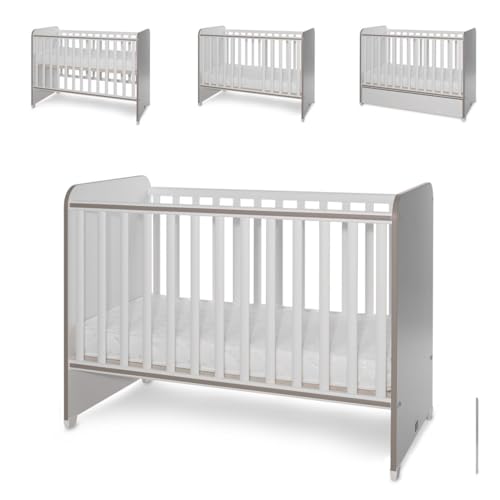 Lorelli Babybett Sweet Dream 124 x 68 x 95 cm Unterbettrahmen mit zwei Ebenen weiß braun