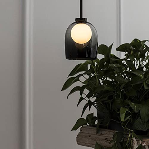 Lámpara Colgante Pequeña E27 con Cristal Gris para Iluminar Espacios Oscuros 3