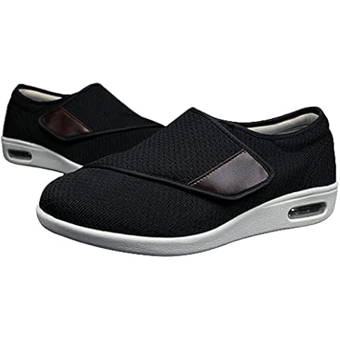 AZMAHT Men Women Diabetic Elderly Shoes Mesh Breathable Walking Sneakers Adjustable Shoes for Swollen Feet Ladies Easy On and Off Plantar Fasciitis Trainer Air Shoe Trainer,Black,38EU Cover