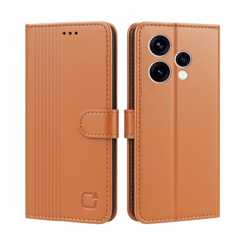 Image of AIBEX Shock Proof Flip Compatible for Oppo Reno 15 5G Flip Cover Leather Finish | Inside TPU with Card Pockets | Wallet Stand | Complete Protection Flip Case Brown
