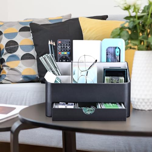 Rangement de bureau multifonctionnel KINGFOM en cuir avec tiroirs - 8