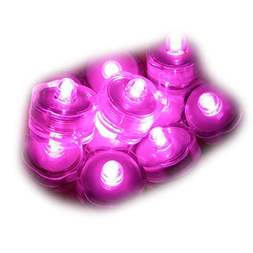 Sokaton Submersible Tea Light Battery Operated Waterproof LED Tealights Underwater Vase Light for Christmas Xmas Holloween Party Wedding Decoration (Pink-12)