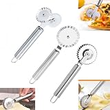 3 PCS Stainless Steel Pastry Wheel Cutter,Ravioli Cutter, Pizza Cutter Wheel, Fluted Pasta Crimping Wheel...