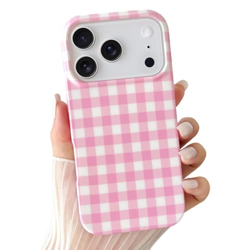 Skyseaco Pink Gingham Phone Case for iPhone 17 Pro, Shockproof TPU Cover by Skyseaco - Used condition - US$6.71