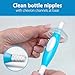 Dr. Brown's Anti-Colic Options+ Narrow Glass Baby Bottle Starter Set with Silicone Bottle Sleeves, Levels 1, 2, and 3 Nipples, Soft Touch Cleaning Brush, Storage/Travel Caps, and HappyPaci