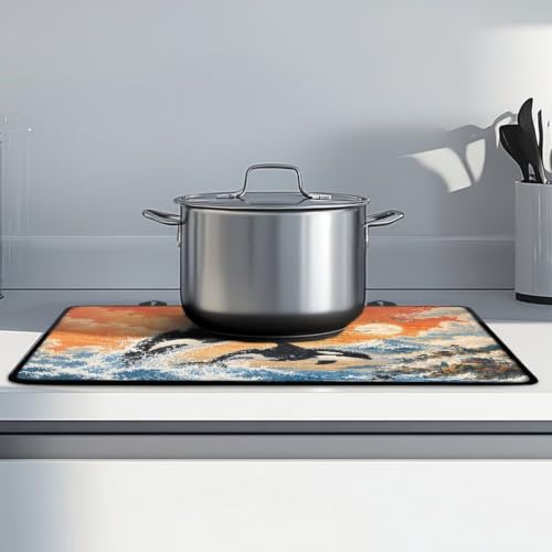 Image of Electric Stove Top Covers Heat Resistant Glass Ceramic Cooktop Cover Mat Multipurpose Kitchen Scratch Resistant Flat Top Stove Cover, 29 x 21 Inch, Orca Print