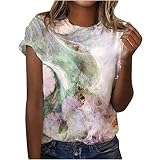 Summer Shirts for Women 2023 Summer Floral Tops for Women Short Sleeve Shirts Casual Crewneck Tshirt