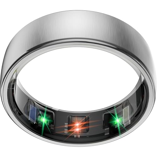 Image of Smart Health Ring Sleep Health Tracker for Women Men with Heart Rate, Blood Oxygen, Sleep Monitor, Steps,Calories, 5ATM Waterproof for iPhone /Android, No Subscription Fee (Silver, 9#)