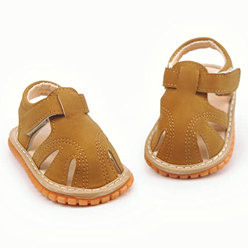 Image of WILLFUN Baby Boy Girl Summer Infant Squeaky Sandals Premium Rubber Sole Closed-Toe Non-Slip Shoes Toddler First Walkers