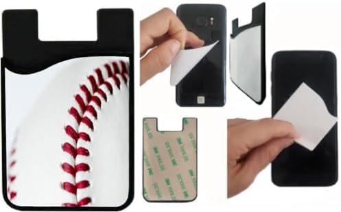 Sam Sandor Baseball Red & White Close-Up Design - Adhesive Phone Wallet - Stick-on ID Card Holder for iPhone/Galaxy/Google Android Cases image 4