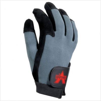 Valeo Medium Blue And Black Split-Leather Full Finger Split-Cow Anti-Vibratio...