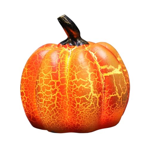 SEWACC Candeeiro abóbora de resina LED decorativa para Halloween luz ambiental realista para mesa e casa para interior e exterior presente versátil para festa e decoração